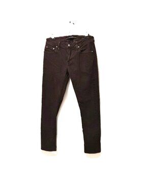 Guess Slim Tapered Jeans Brown 32x30 Organic Cotton Triangle Logo Leather Patch